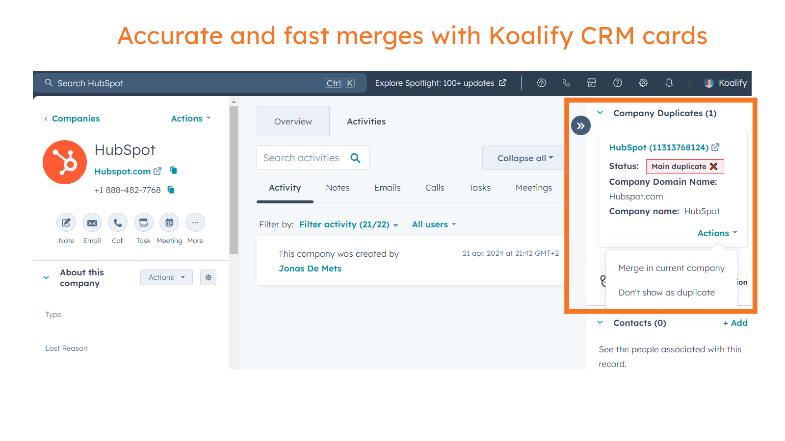 Accurate and fast merges with Koalify CRM cards-4-1